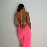 Silvana Maxikleid mit drapiertem Rücken